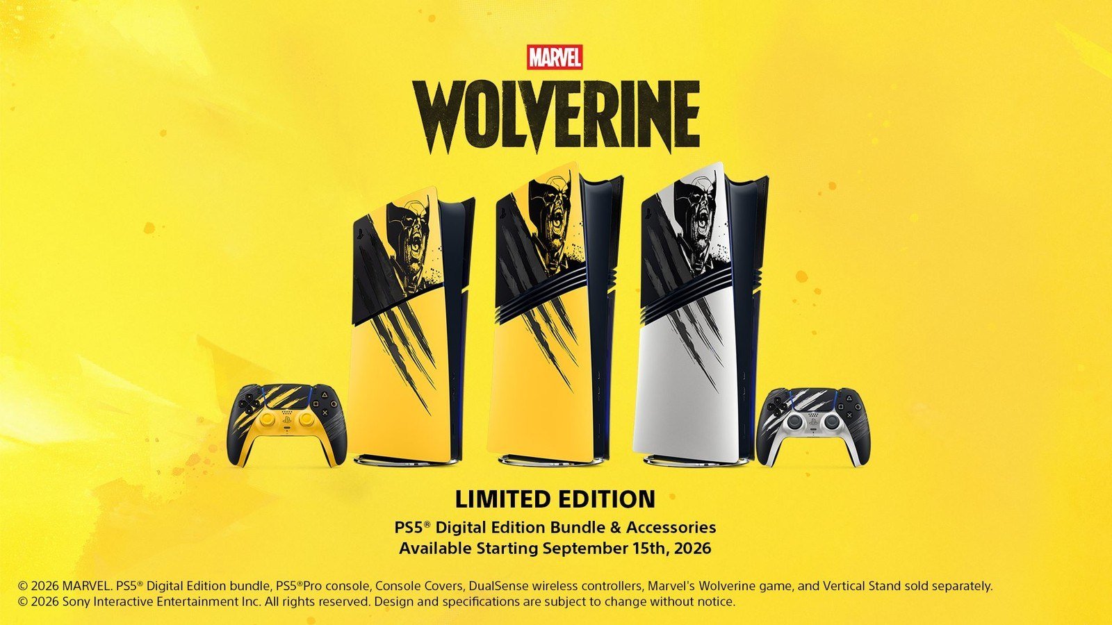PS5 Marvel’s Wolverine 戰鬥黃限量版主機與 DualSense